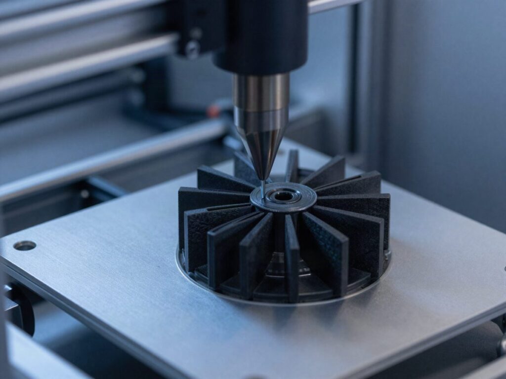 Industrial FFF printer printing a carbon fiber composite impeller