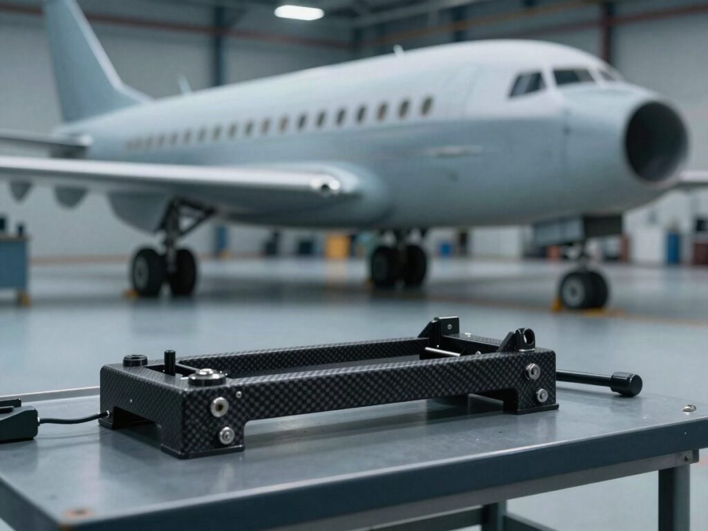 Composite tooling fixture in an aircraft maintenance hangar