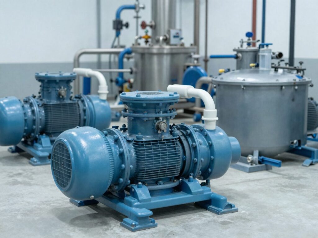 Pump room at a water and wastewater treatment plant