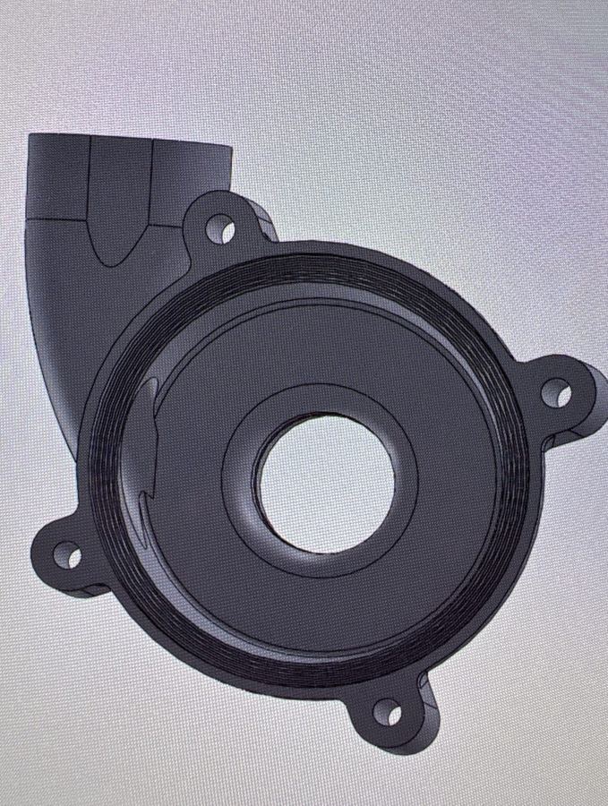 CAD model of the redesigned pump casing